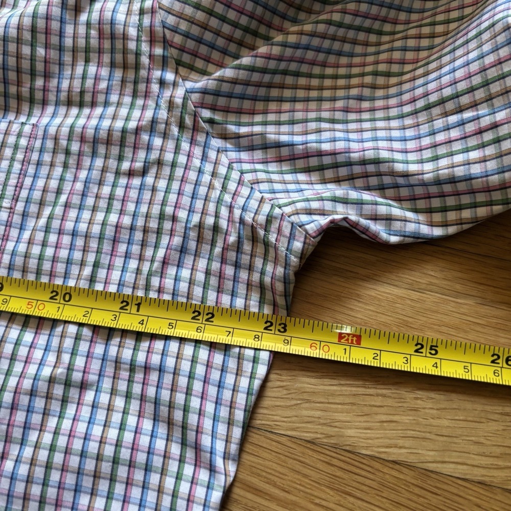 Peter Millar Long Sleeve Dress Shirt Men's M Plaid 100% Cotton Multicolor Cream - Picture 7 of 11